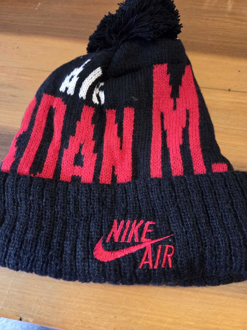Jordan Men's Black & Red Pom Beanie - Picture 2 of 2